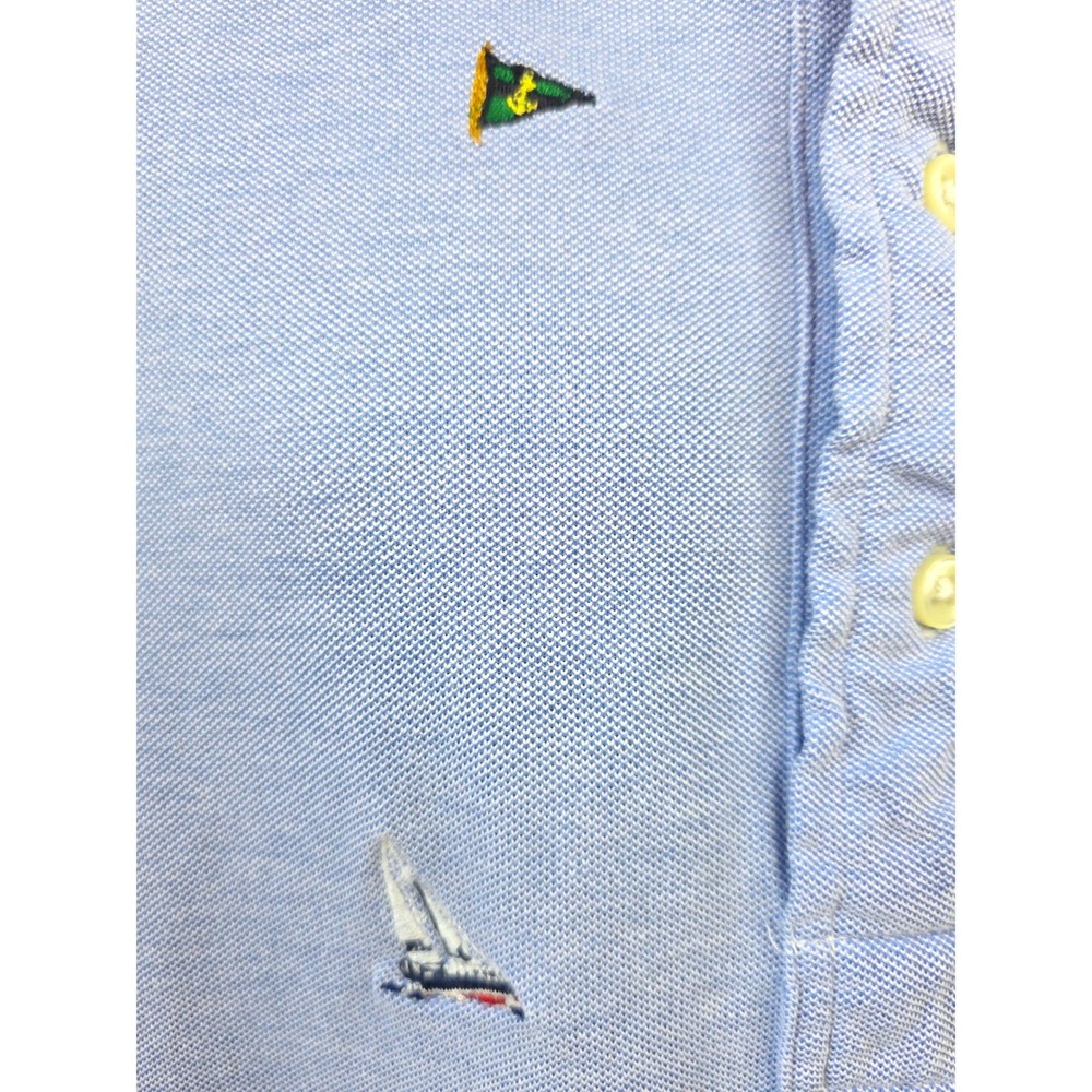 Ralph Lauren Polo Shirt Mens XLT Tall Blue Sailboat Flag Print Knit Oxford Pique - Picture 3 of 8